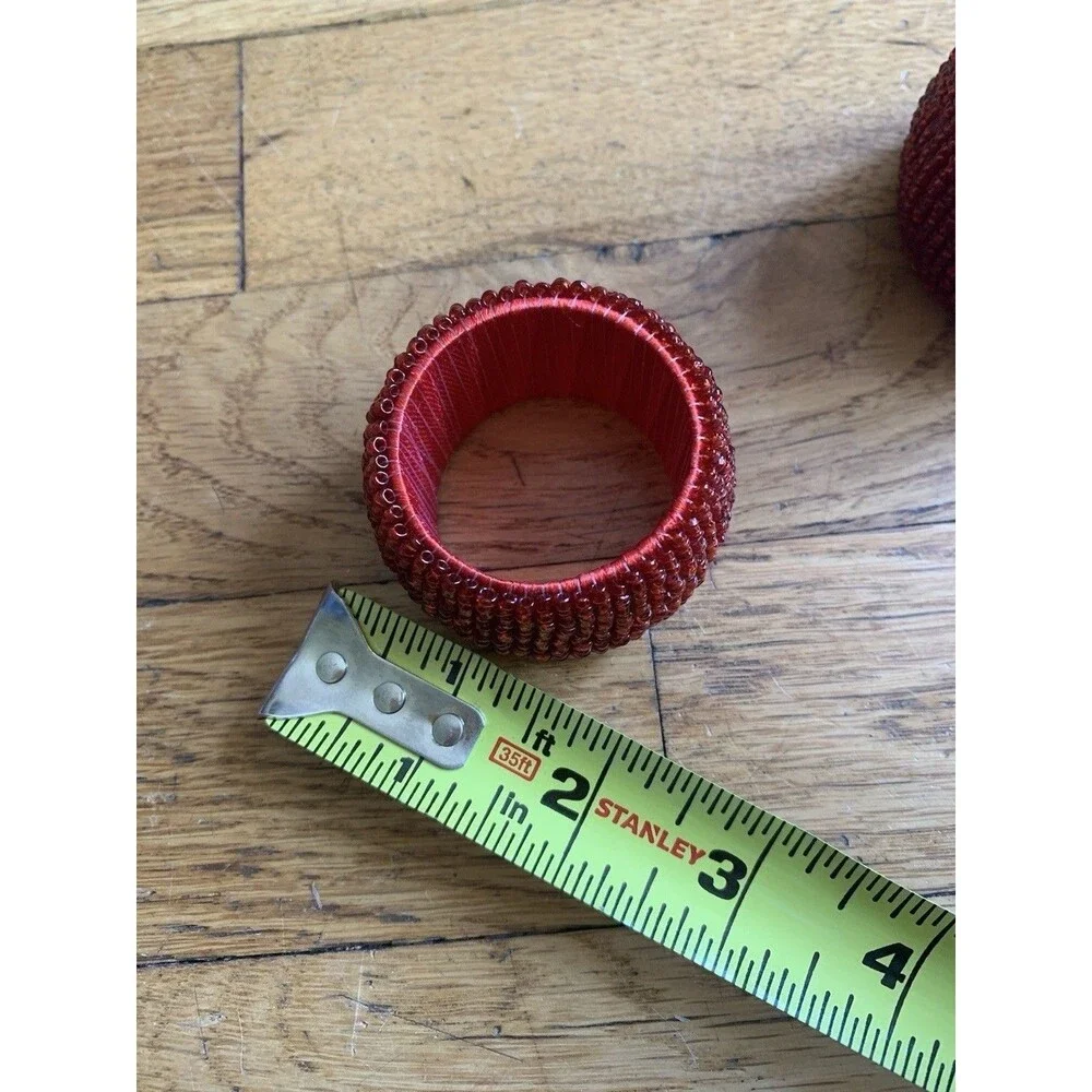 NEW Set Of 12 Handmade Glass Beads Napkin Ring Holders Made in India Vintage